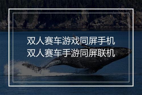 双人赛车游戏同屏手机　双人赛车手游同屏联机