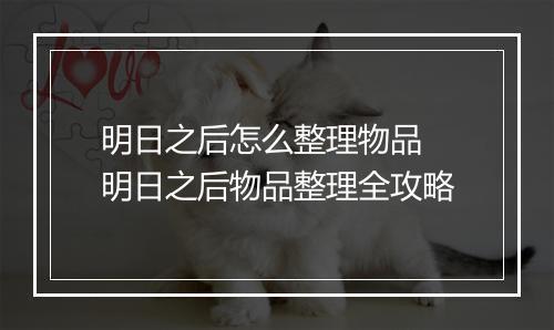 明日之后怎么整理物品　明日之后物品整理全攻略