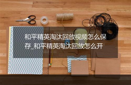 和平精英淘汰回放视频怎么保存_和平精英淘汰回放怎么开