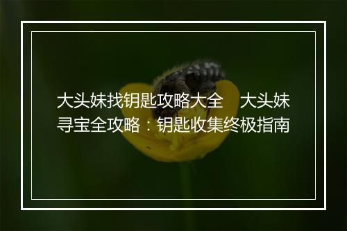 大头妹找钥匙攻略大全　大头妹寻宝全攻略：钥匙收集终极指南