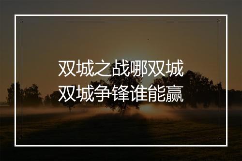 双城之战哪双城　双城争锋谁能赢