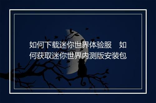 如何下载迷你世界体验服　如何获取迷你世界内测版安装包