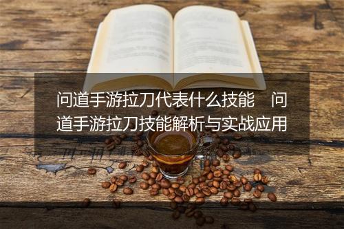 问道手游拉刀代表什么技能 问道手游拉刀技能解析与实战应用