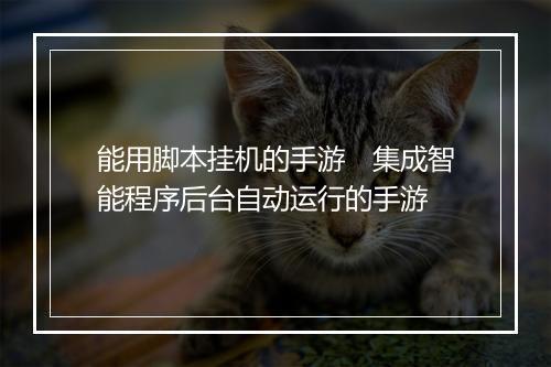 能用脚本挂机的手游　集成智能程序后台自动运行的手游