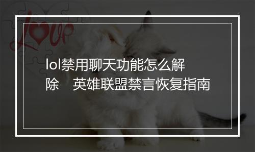 lol禁用聊天功能怎么解除　英雄联盟禁言恢复指南